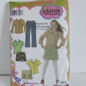 Disney girls top skirt shorts skort sewing pattern Simplicity Lizzie McGuire